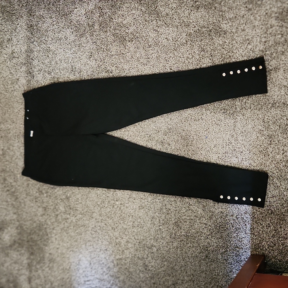 Black Mixit Leggings with Silver Button Detail